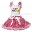 Personalize Custom White Tank Top Light Pink Sequins Ruffles Light Pink Bows & Birthday Baby Name & Bling Light Pink Sequins Pettiskirt MG1747